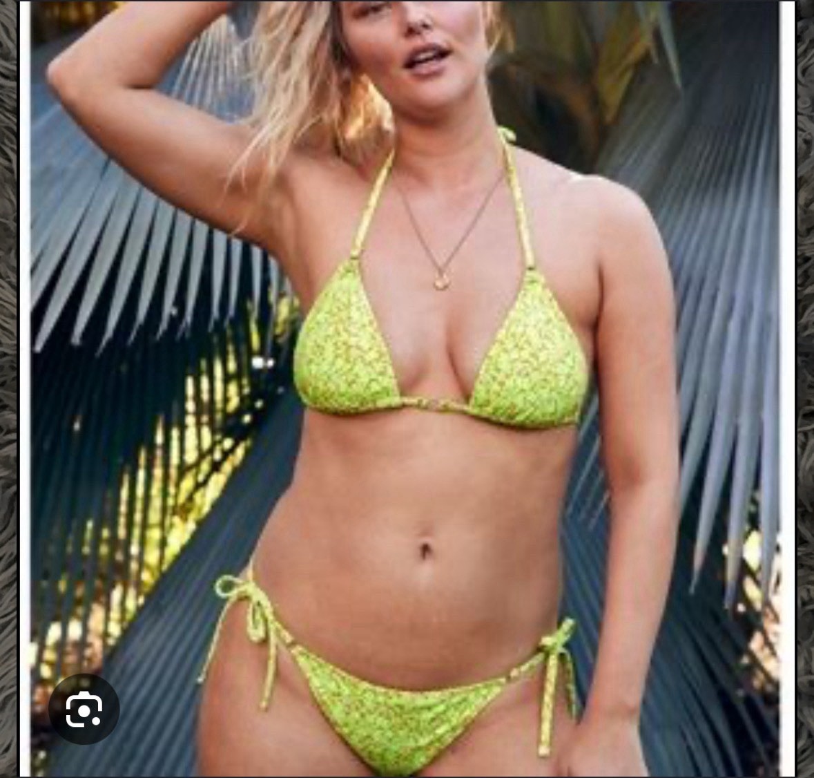 Aerie Yellow Floral Triangle Bikini Set Cheeky Adjustable Strap Lined Size M