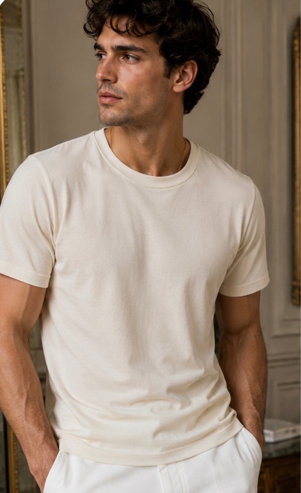 Men’s Asket The T-Shirt Short Sleeve Beige Size L