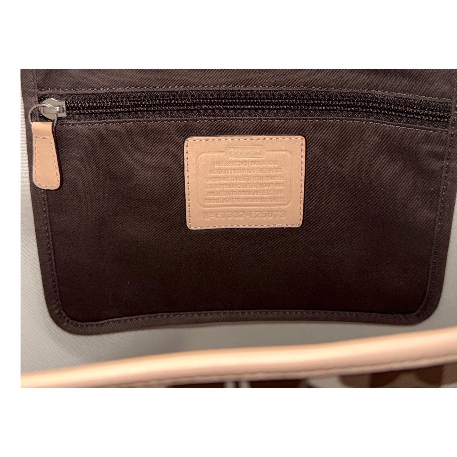 Coach 2013 Park Metro Splt Signature Tote Brown Tan Leather Trim F25673 NWT Read