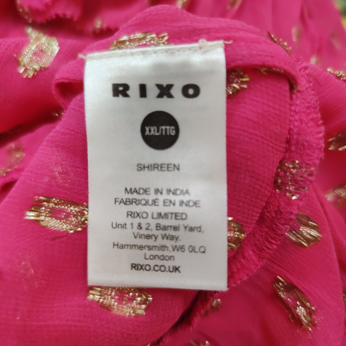 Rixo Pink Gold Dot Midi Dress XXL Size 18 Shireen Layers Sheer V-back Wedding