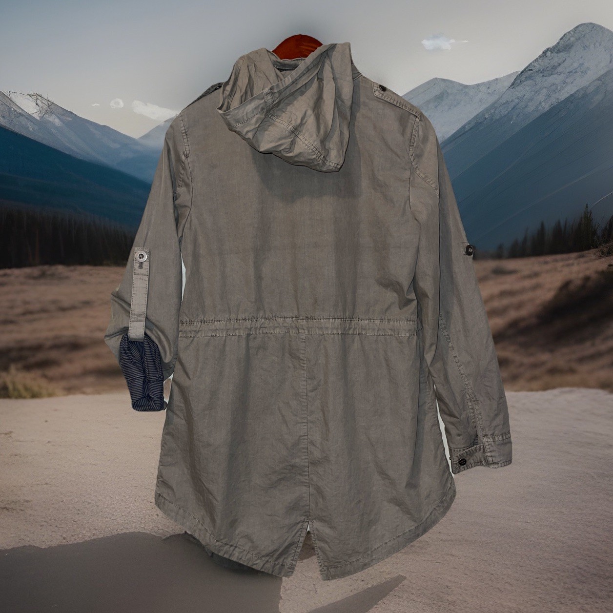 Levi’s Hooded Jacket Women M Olive Green Anorak Parachute Utility Pockets