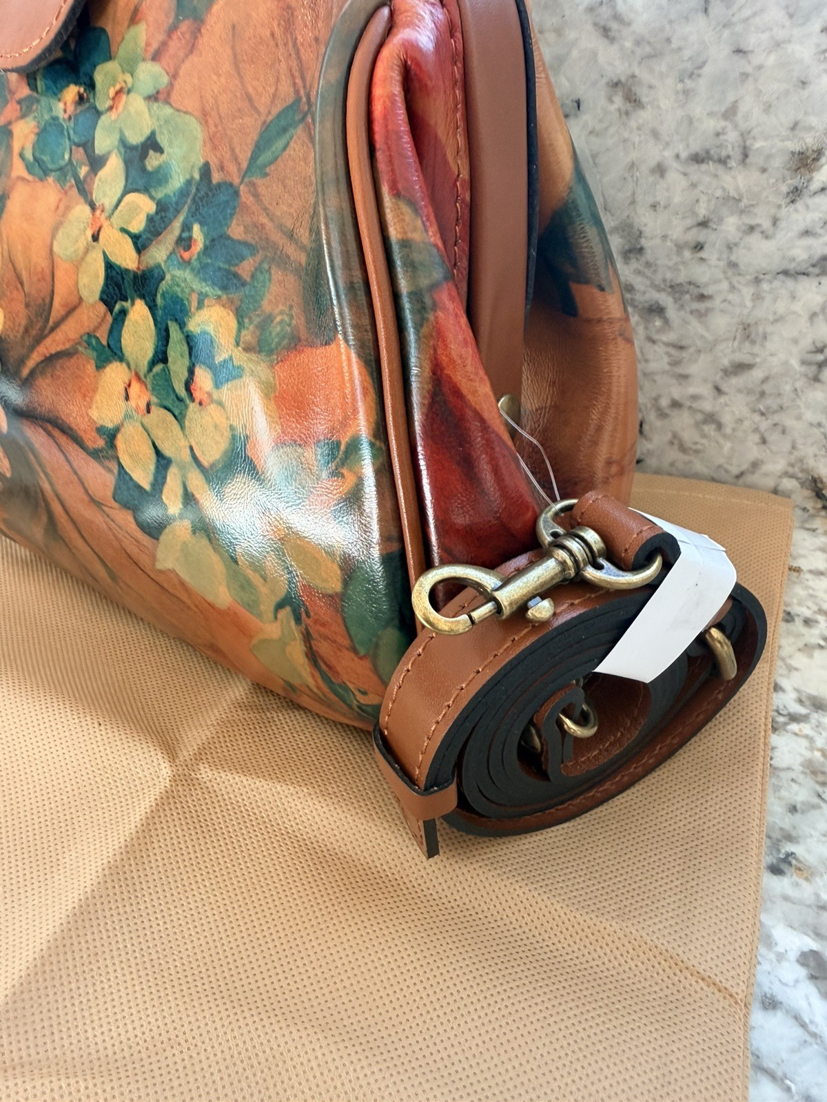 NWT Patricia Nash Gracchi Leather MULTICOLOR Satchel Crossbody Bag with strap