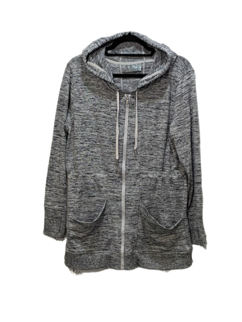 ATHLETA Womens Gray Ash Cinch Waist Zippered Hoodie Size M Pockets Thumb Holes