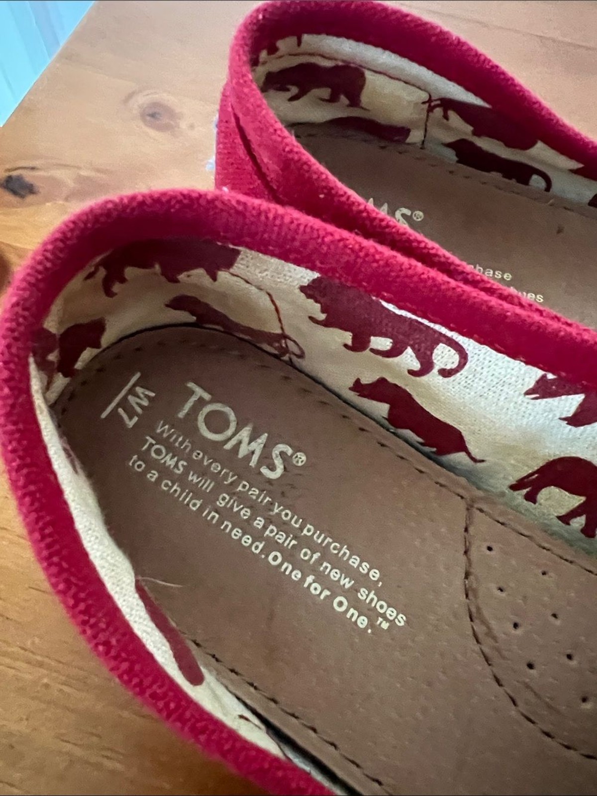 Toms Red Canvas Slip-On Moccasins