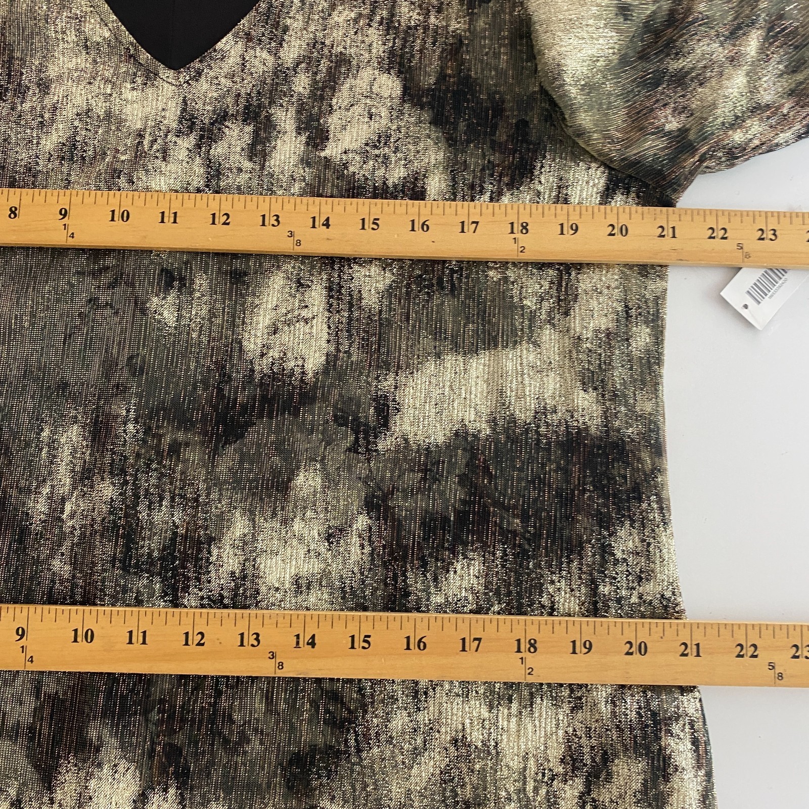 Chicos Shimmer Floral Shift Dress Size 2 US Large Bracelet Sleeves V Neck