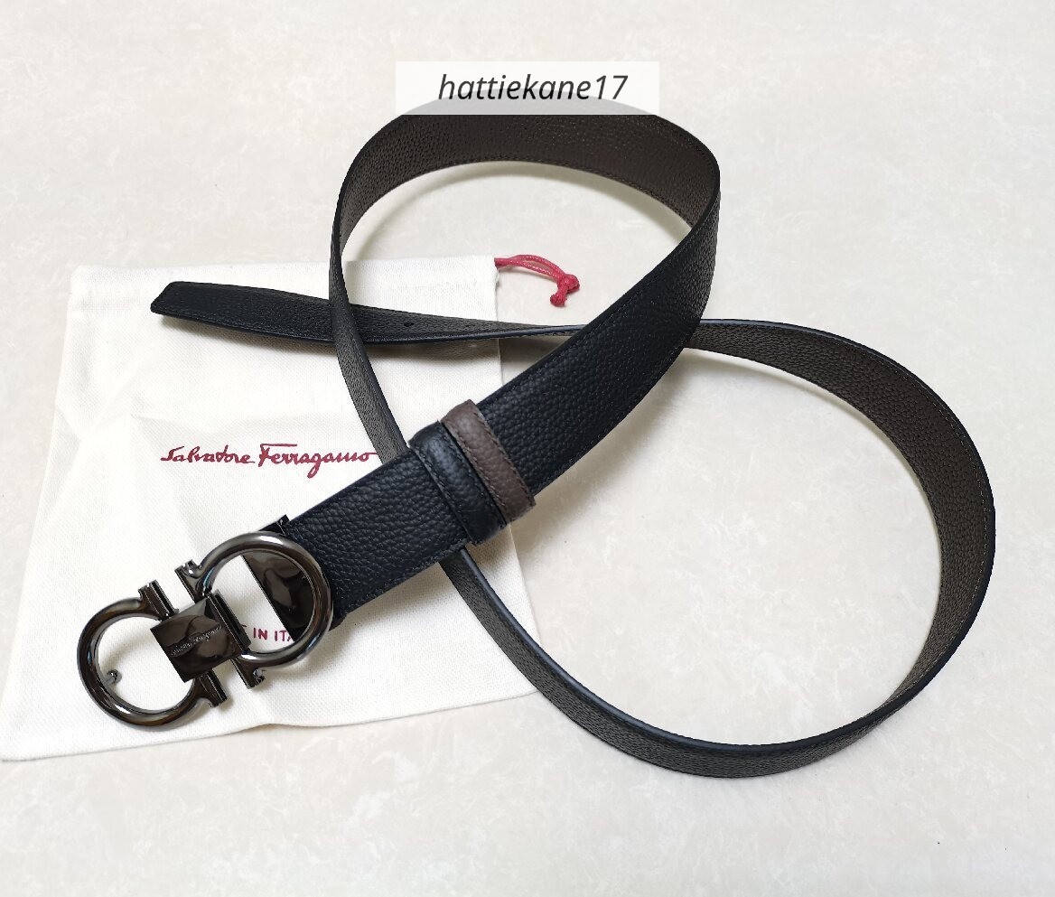 Ferragamo Reversible Black /Brown Belt length120 cm+ Black Horseshoe buckle