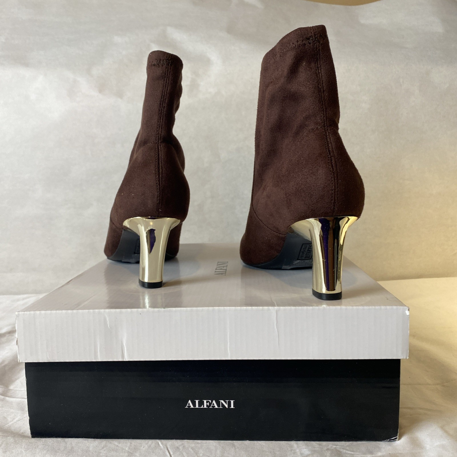 Alfani Bambey Brown Block Heel Ankle Boots Women’s US 8.5 M NEW