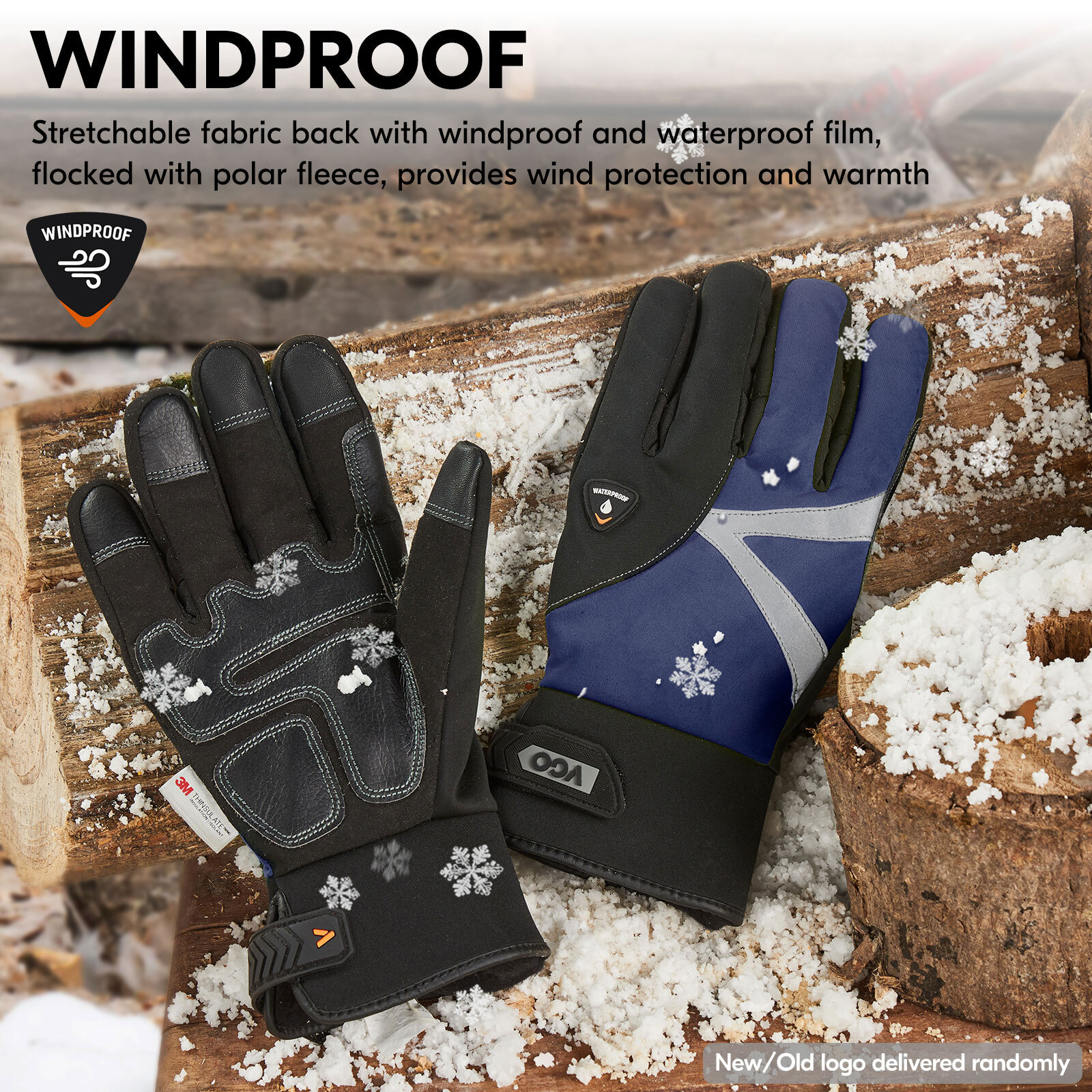 Vgo 1/2Pairs -4℉ Lined Touchscreen Waterproof Winter Work Gloves (SL8777FW-B/-Y)