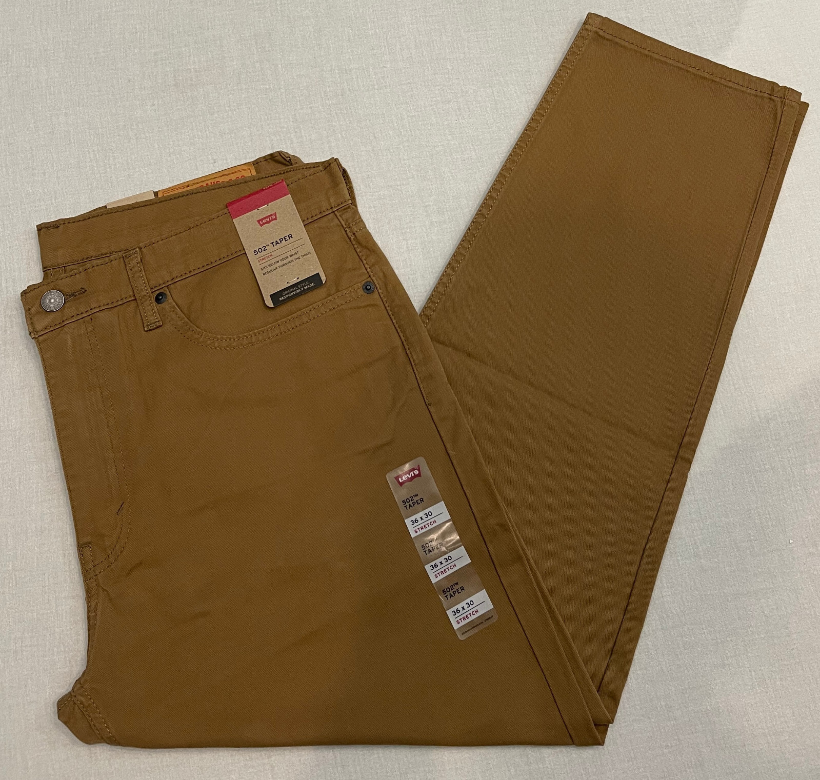 Mens Levis 502 Regular Taper Stretch Jeans Caraway (Brown) 32, 33, 34, 36 #0100