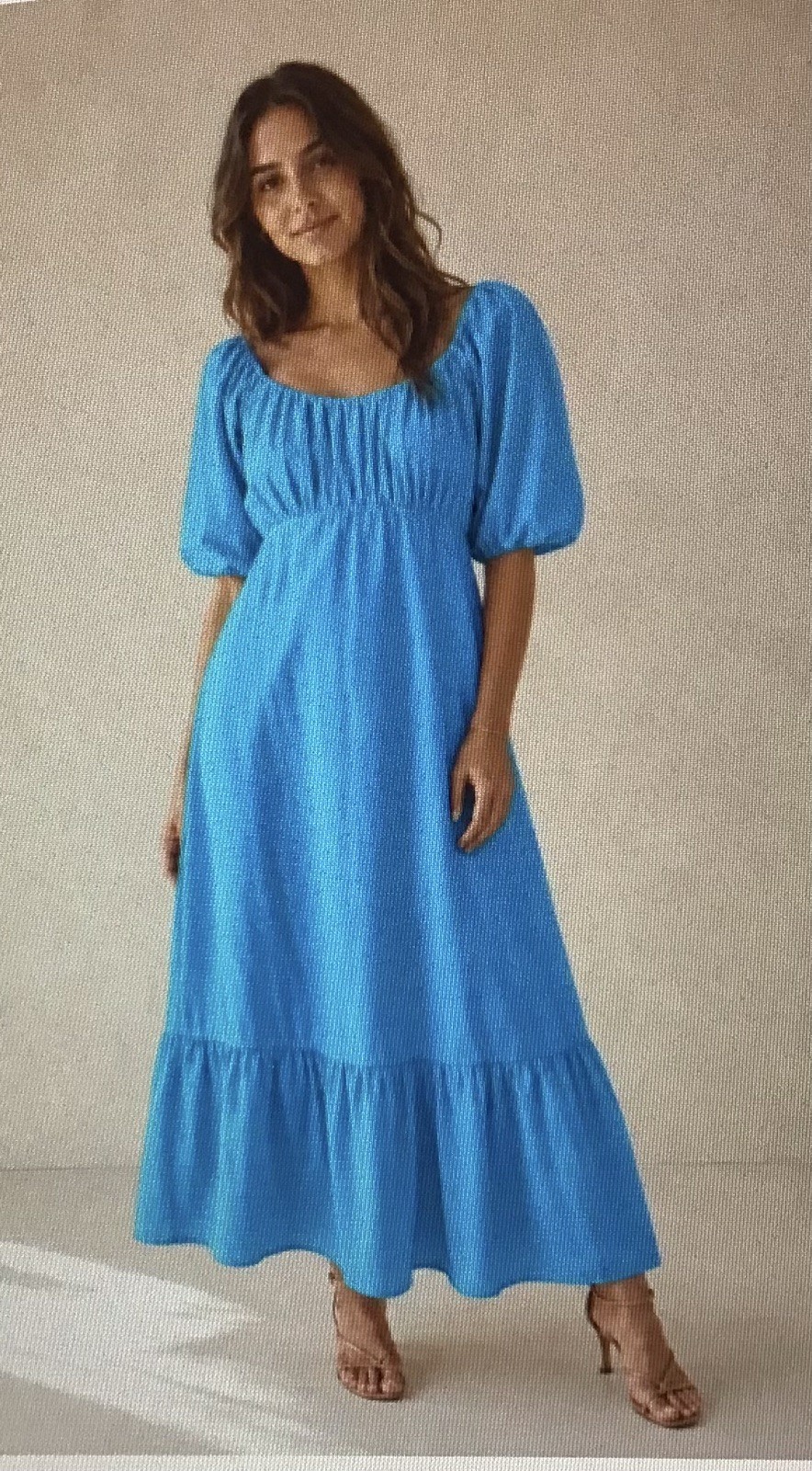 New with tags Joanna Hope Linen Midi Puff Sleeve Dress uk 16 Light Blue RRP £95