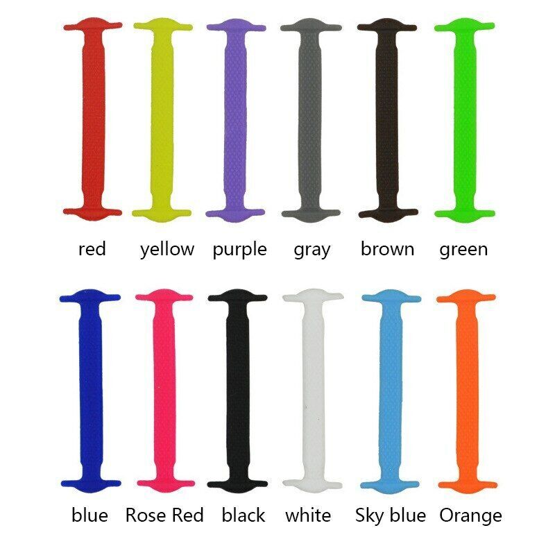 16Pcs Easy No Tie Shoelaces Elastic Silicone Flat Lazy Shoe Lace Strings Adult