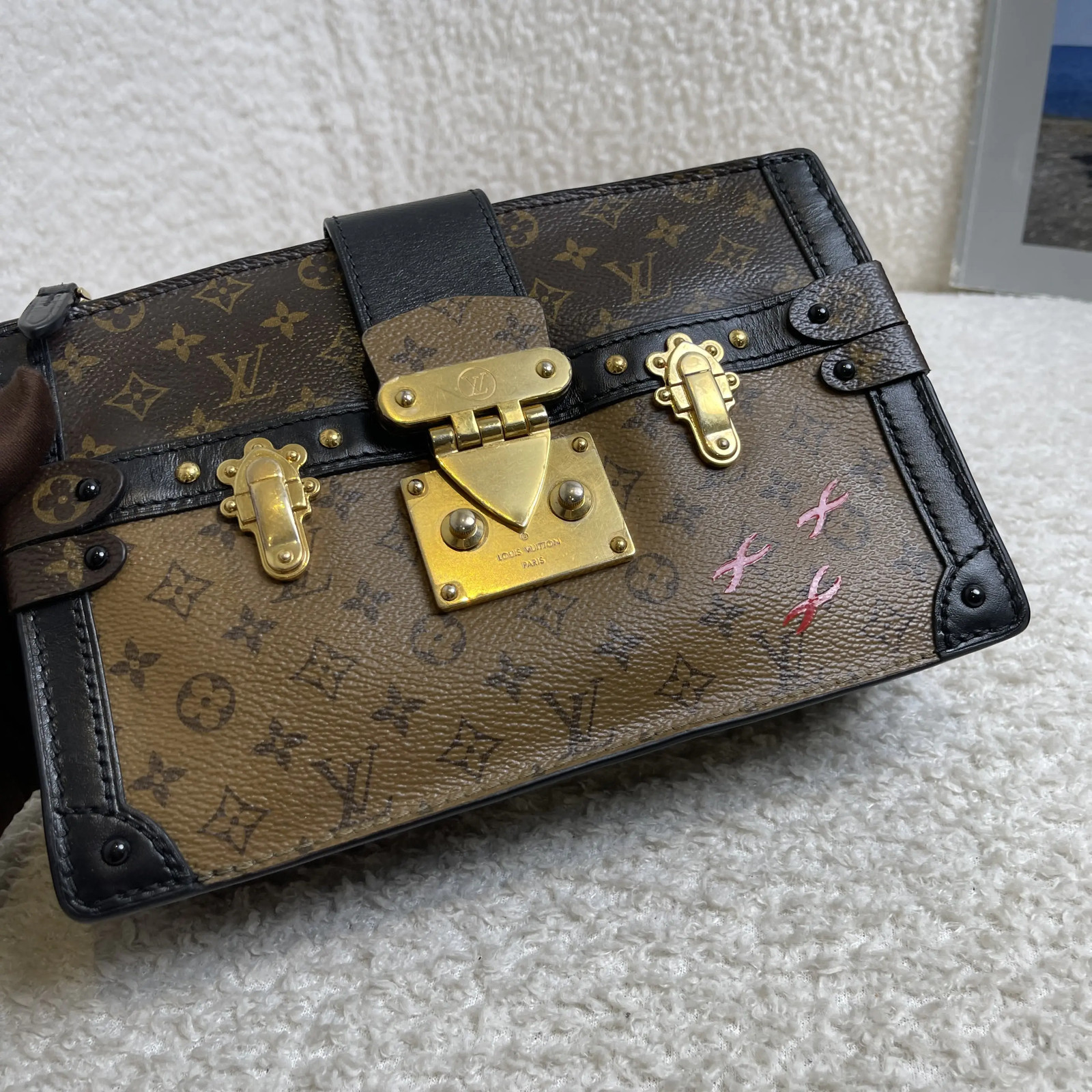 Louis Vuitton Monogram Black Trunk Clutch Soft Box Bag