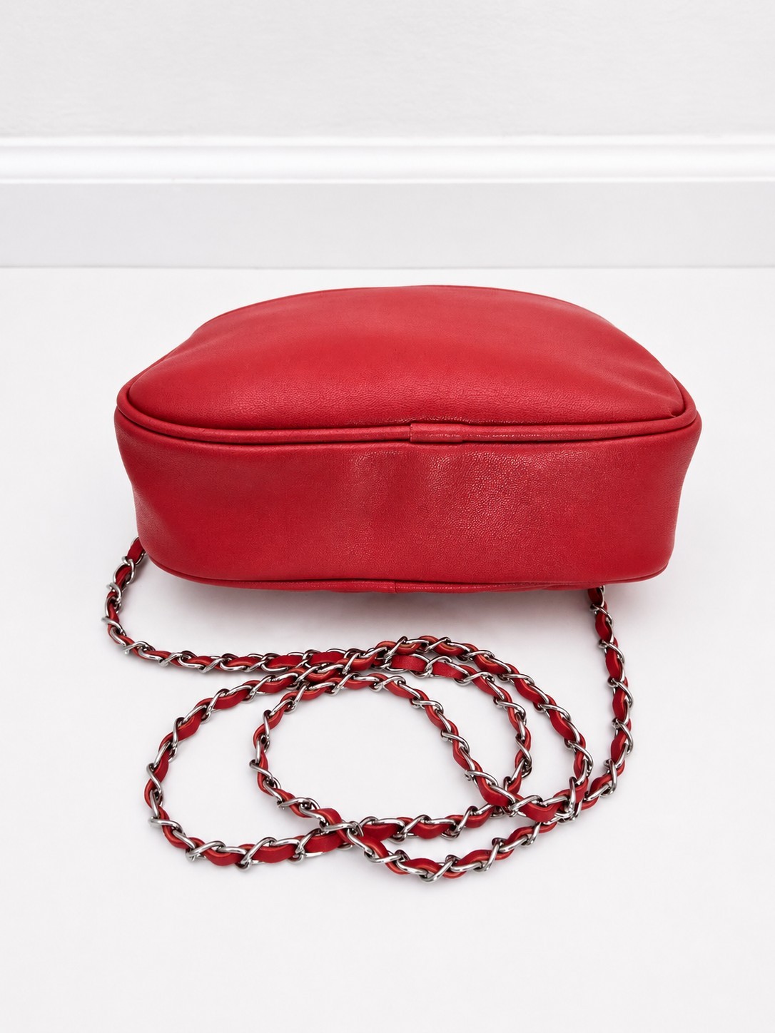 $100 Authentic Red Quilted Crossbody Bag – Vegan Leather Studded Purse