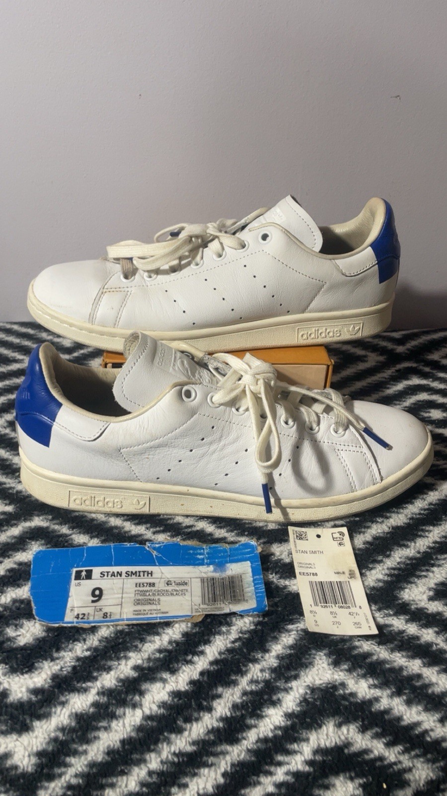 Size 9 – adidas Originals – Stan Smith – ART. EE5788 – FTWWHT/CROYAL/OWHITE RARE