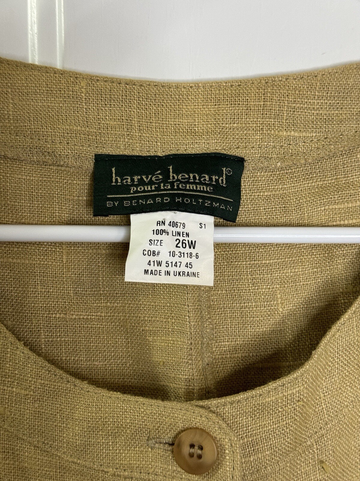 HARVE BENARD 100% Linen Button Front Sleeveless Blouse Top 26W Quiet Lux Casual