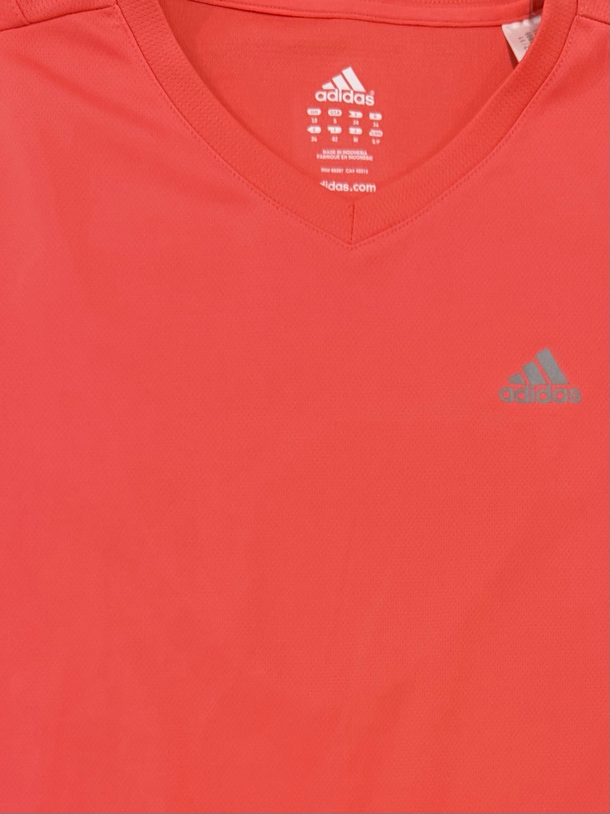 Adidas Bright Coral Pink Athletic Short Sleeve Tee Performance Top Size S