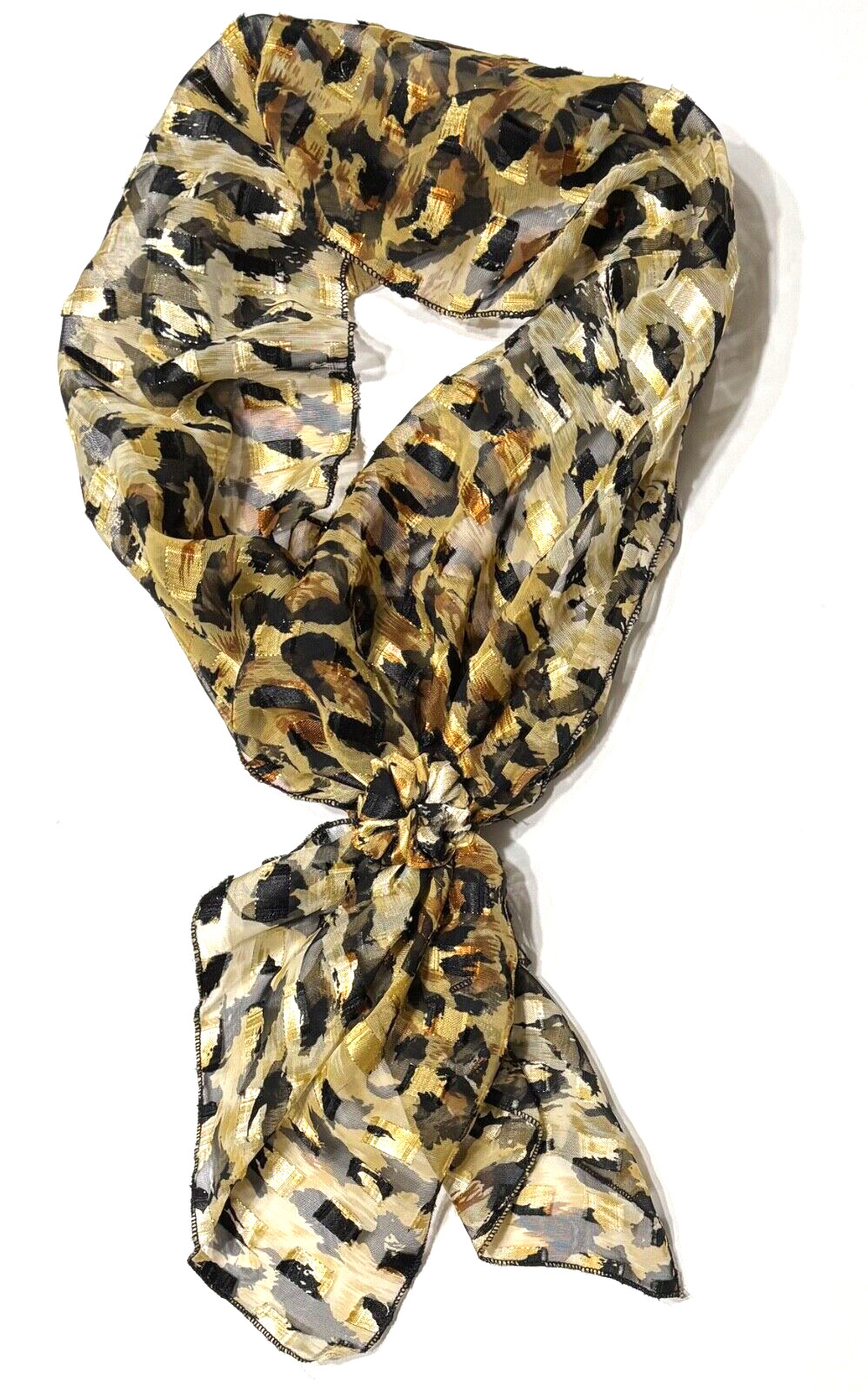 Mademoiselle Vintage Scarf Hook Loop Animal Leopard Print Approx 10.5 X48 Inches