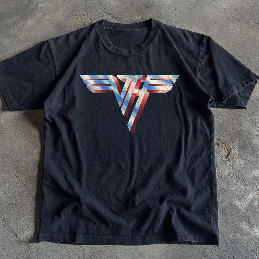 Classic Van Halen VH Logo Graphic Rock T-Shirt Unisex Black Cotton T-Shirt