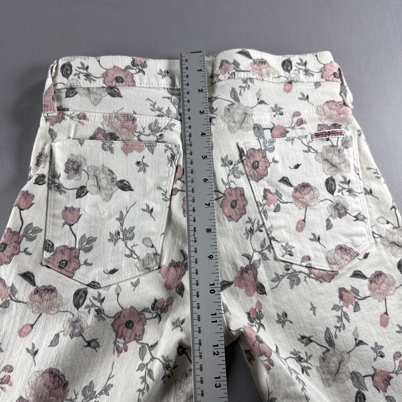HUDSON Nico MidRise Super Skinny Jeans Suay Pink Floral Print Ankle Size 26