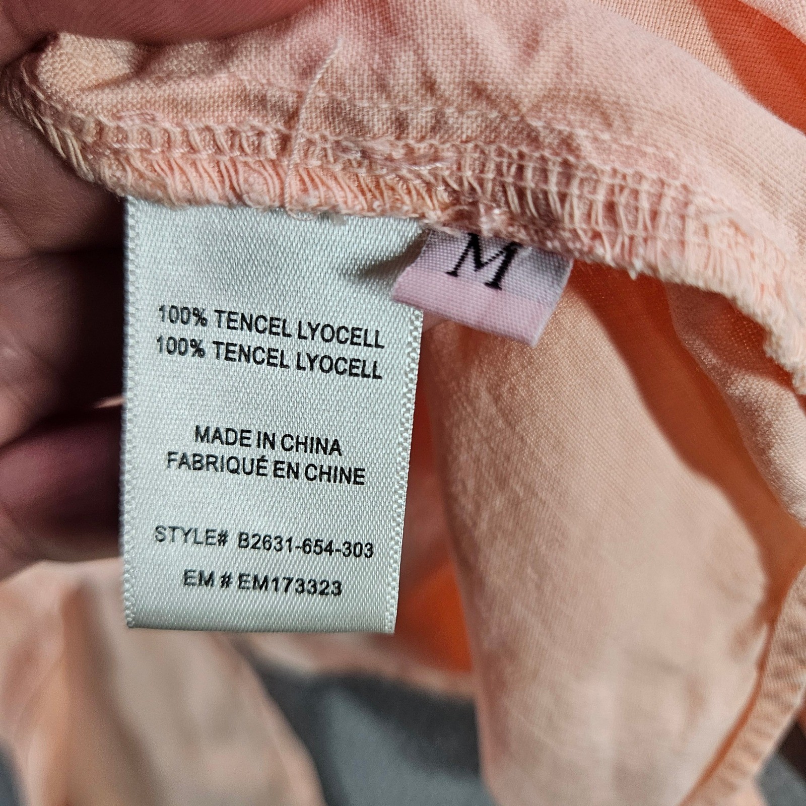 Bella Dahl Peach Tencel Lyocell Split Back Button Down Shirt Size M