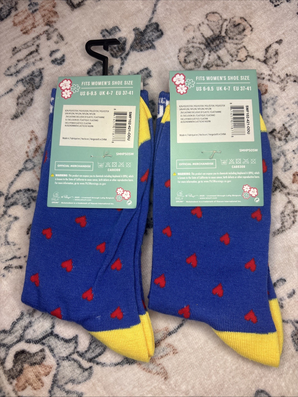 The Smurfs SMURFETTE Cartoon Novelty Women’s Socks 2 Pair Shoe Size 6-9.5