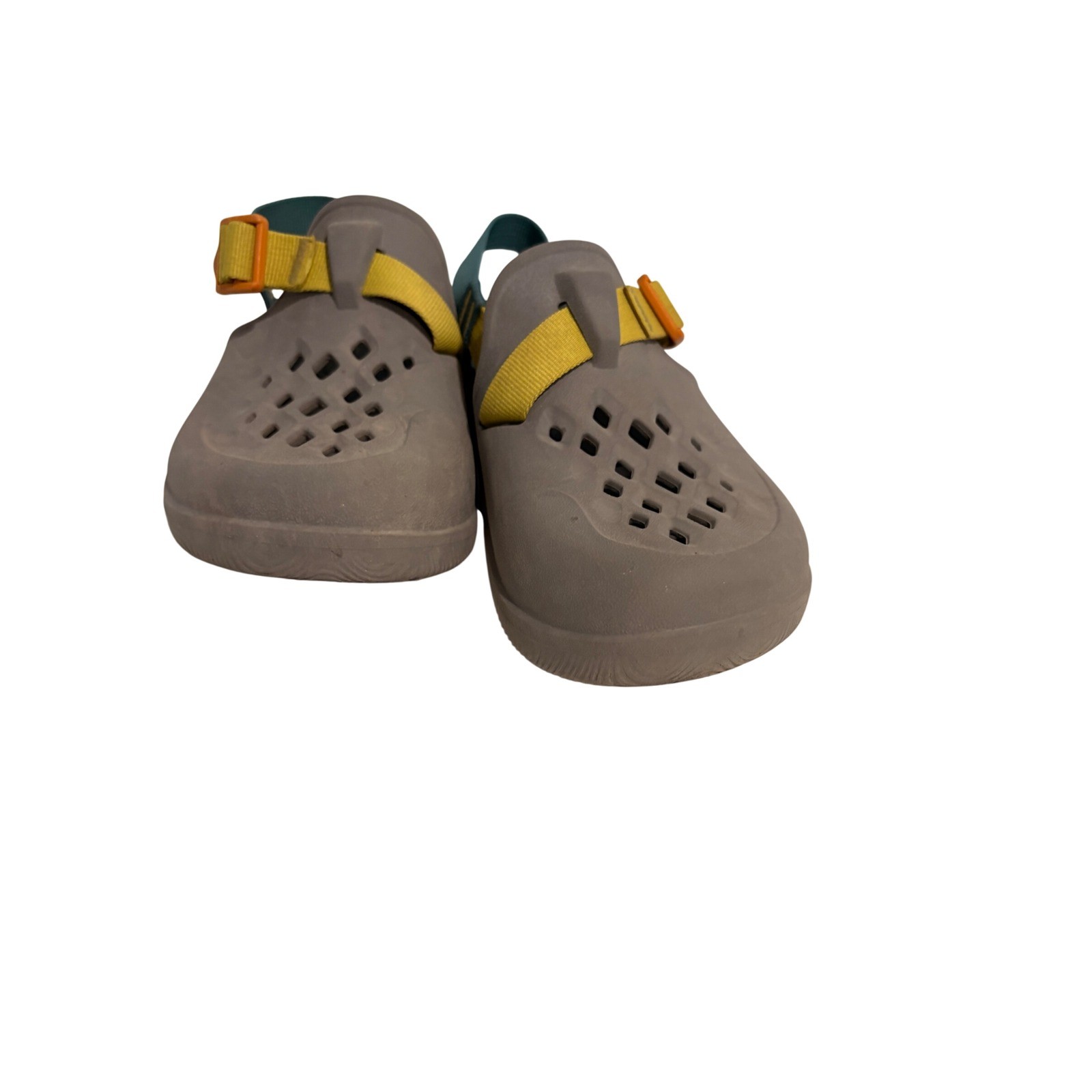 Chaco Kids Chillos Clog Grey Yellow Teal Adjustable Strap Sandals Size 3