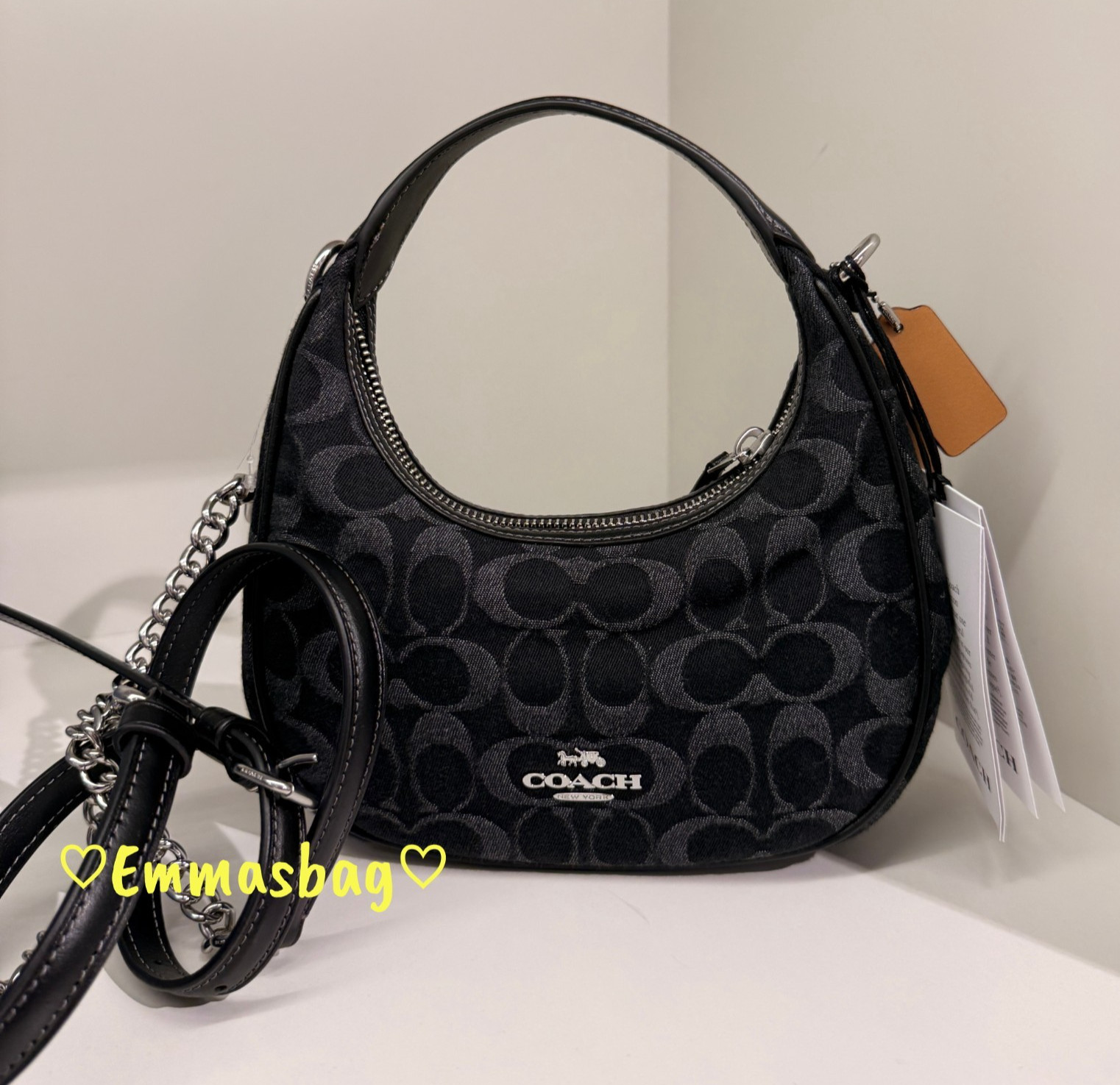 Coach Carmen Mini Crossbody Bag In Signature Denim CCZ47 denim/Silver/Black