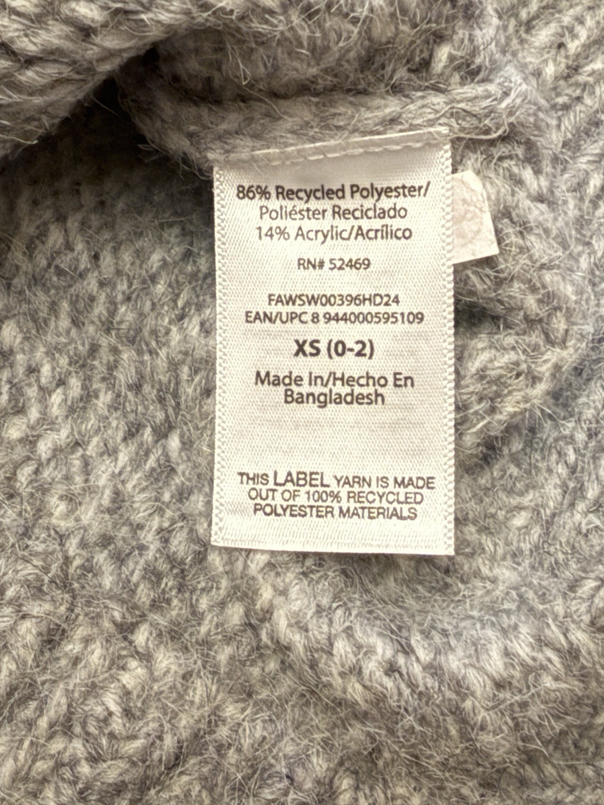 Free Assembly Floral Embroidered Gray Sweater XS NWT 86% Recycled Polyester