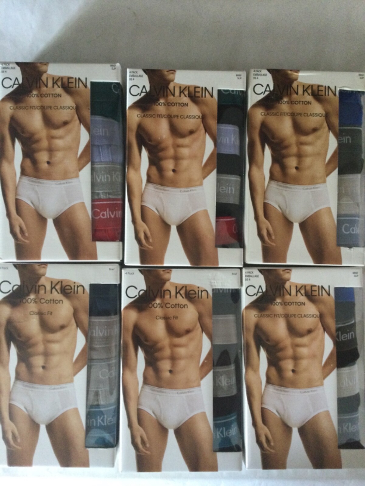 Calvin Klein 100% Cotton Classic Fit 4 Pack Brief New Box Black Red Green Purple