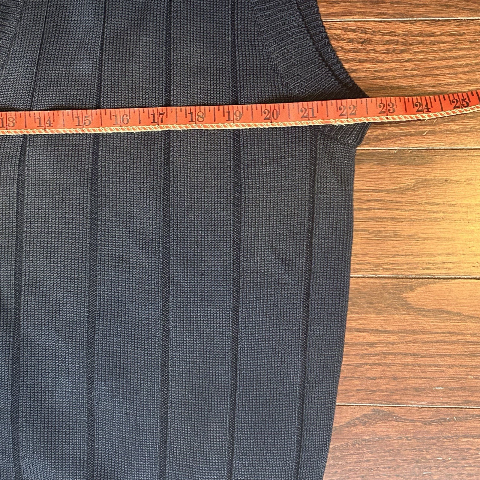 Slazenger Vest Men XL Navy Blue 100% Spun Silk Knit Cable Button Cardigan Golf