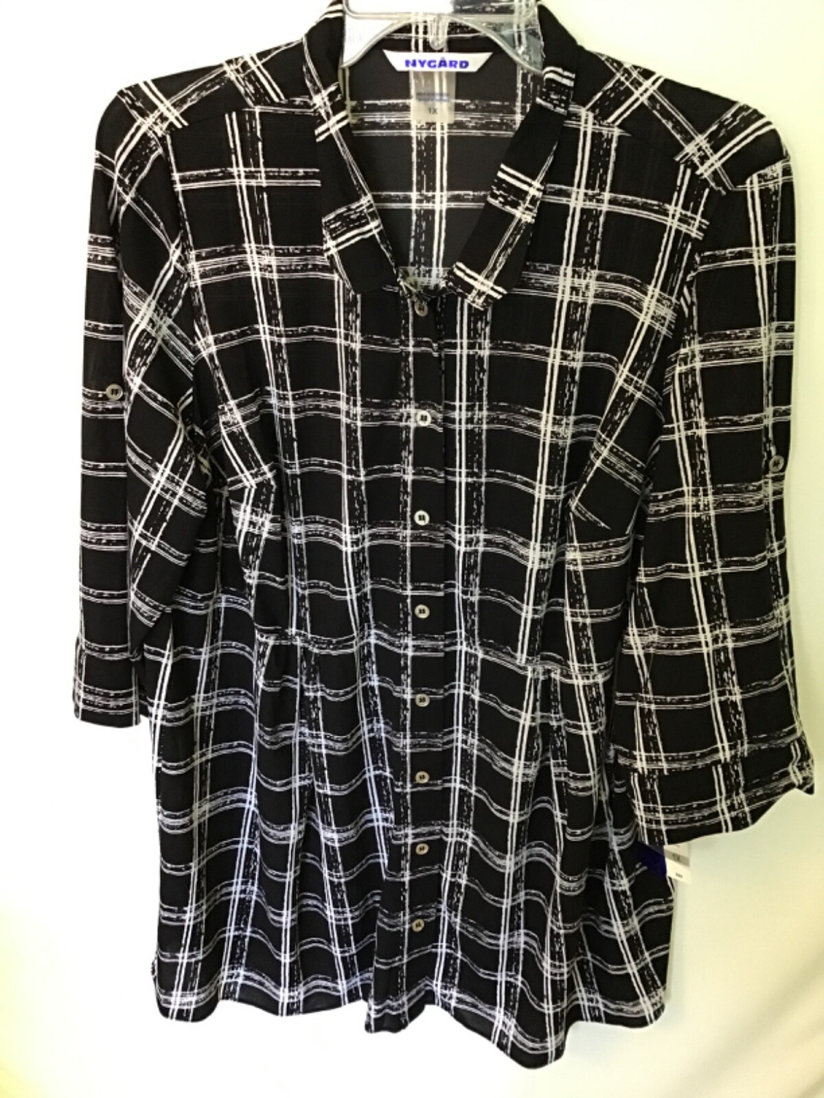 Nygard Button up shirt size 1x nwt 69 slims tops sheer / semi sheer