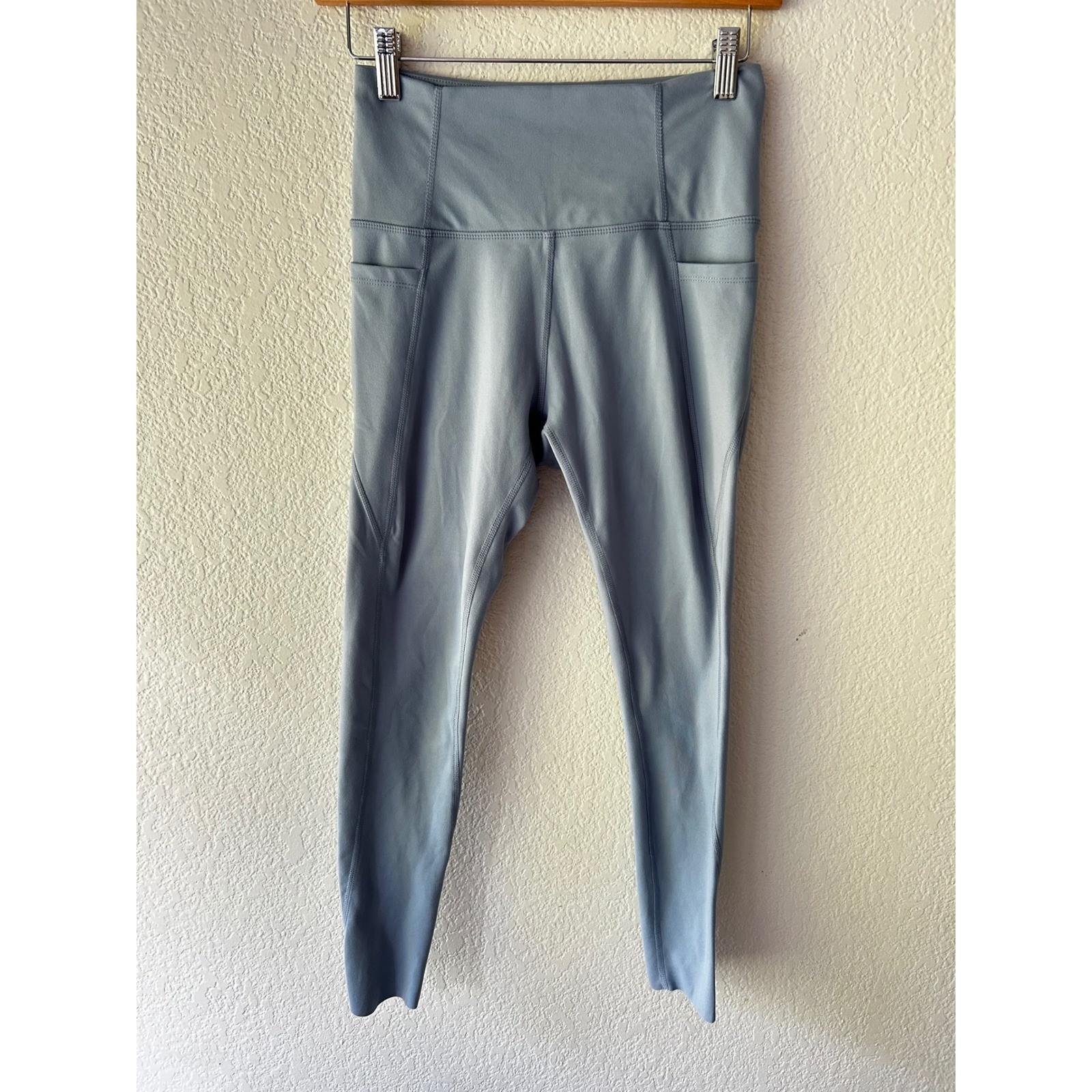 Danskin Blue High Waisted Pocket Leggings Scalloped Hem Small 1806539