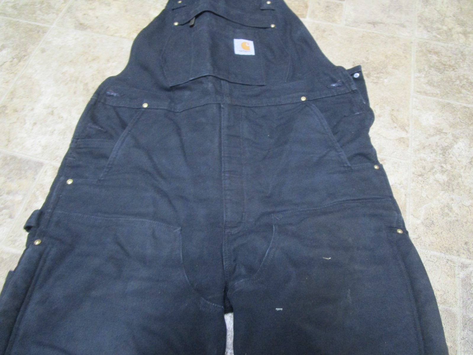 Carhartt bibs black used 104393 size Medium