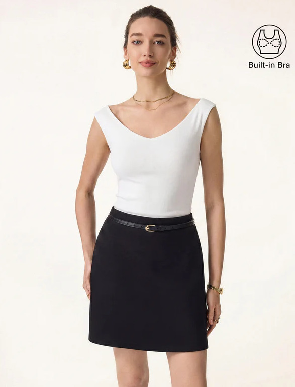 OGL Essential V-neck New Airy Bra Top, White