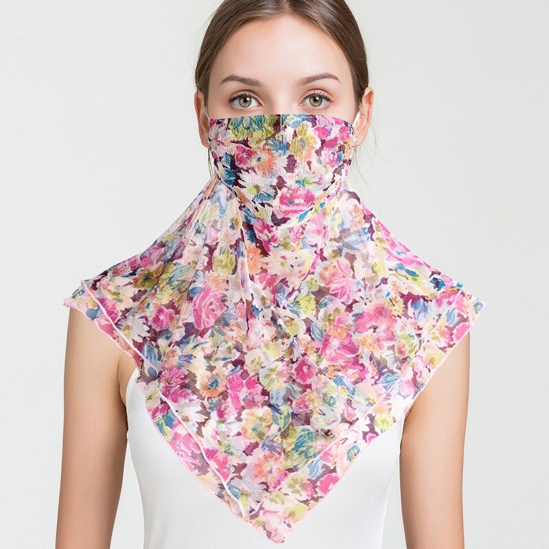 Lady 100% Mulberry Silk Neck Scarf Sun Protection Bandana Face Cover Neck Gaiter