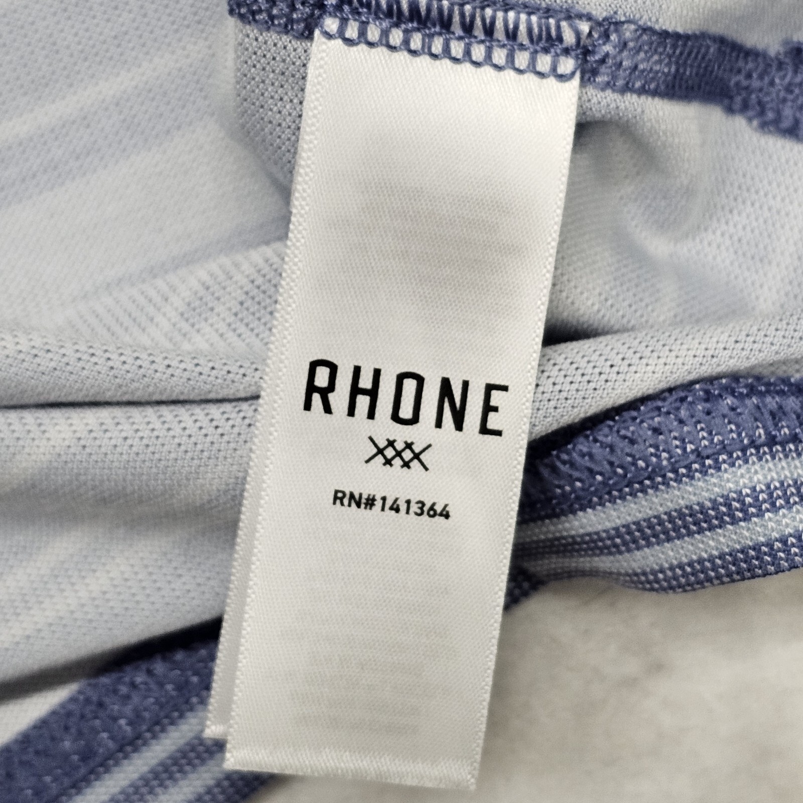 RHONE Mens Small Blue Delta Pique Stripe Polo Mesh Fabric