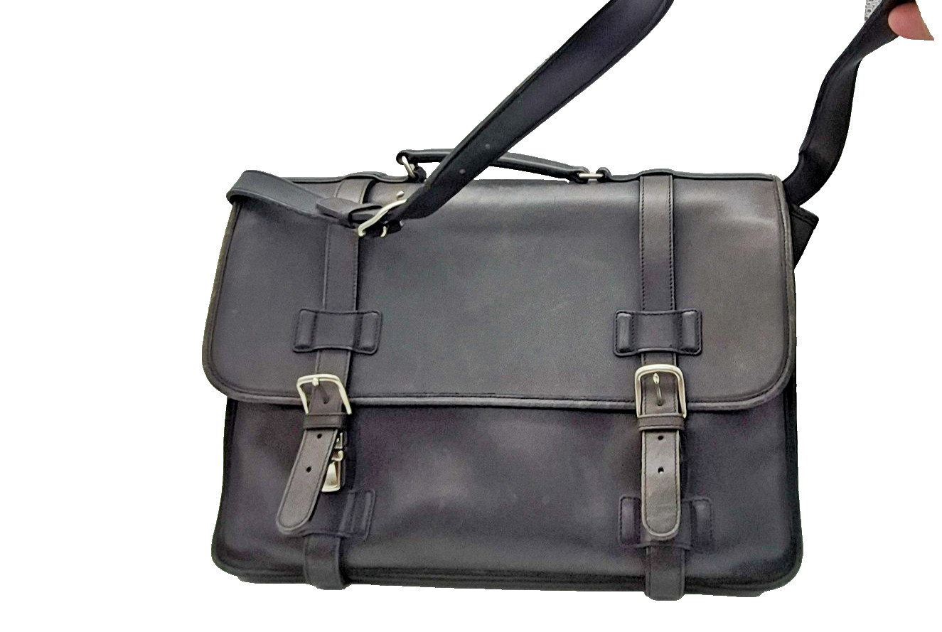 Vintage Coach Madison #5325 Black Leather Briefcase Messenger Laptop 2 Way Bag