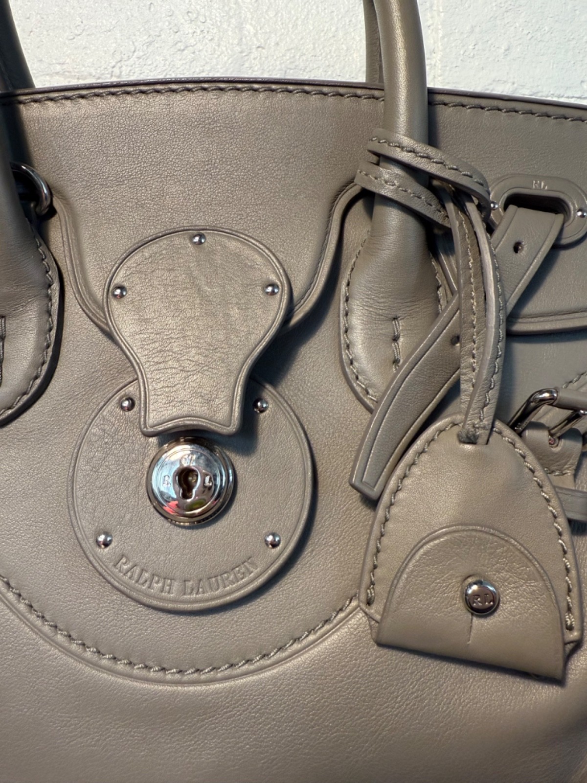 Ralph Lauren Collection Ricky 27 Handbag Grey calfskin leather