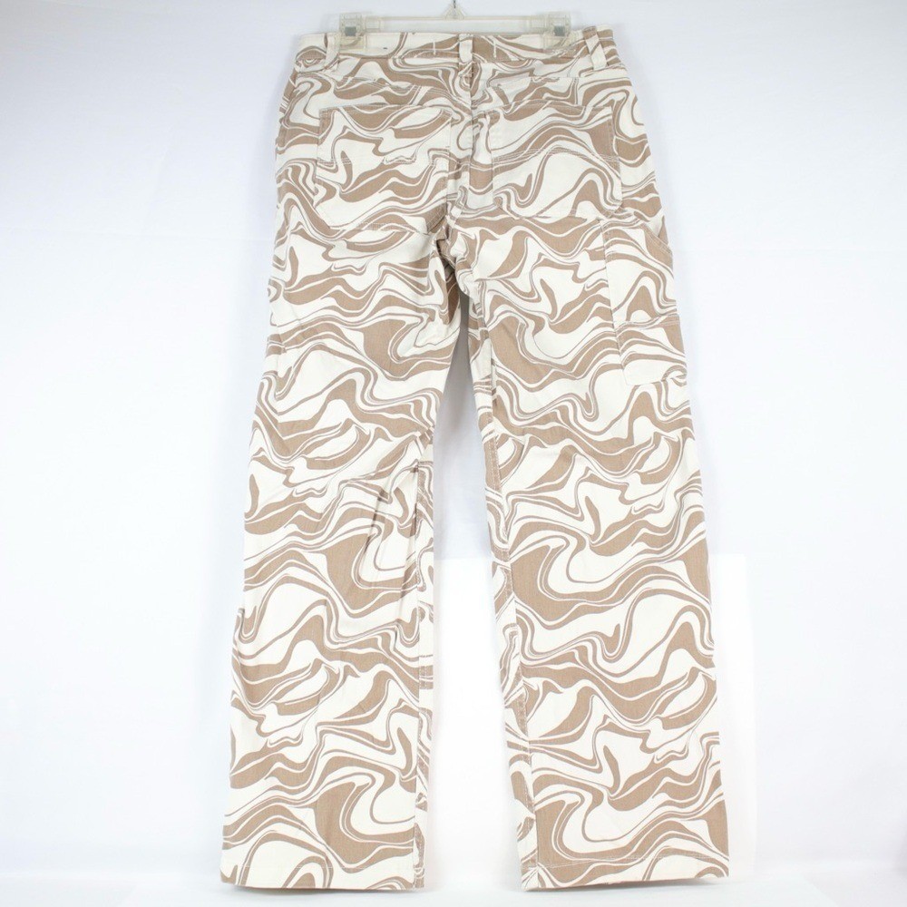 Hollister Funky Brown & White Design High-Rise Utility Dad Pants Womens Size 11