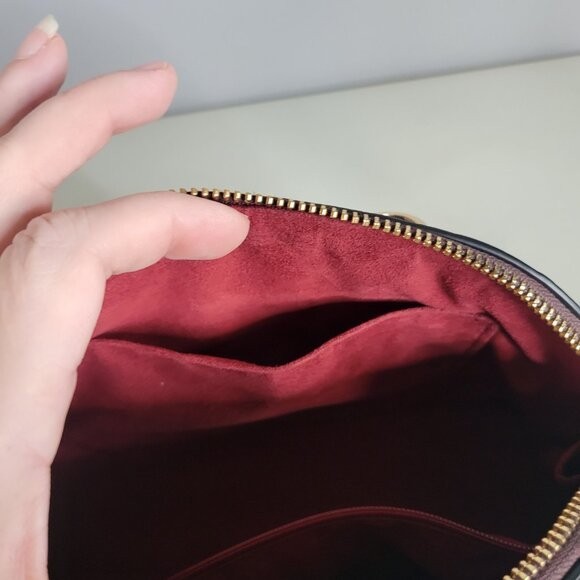 Coach Signature Debossed Patent Leather Sierra Satchel Oxblood Gold Purse Bag