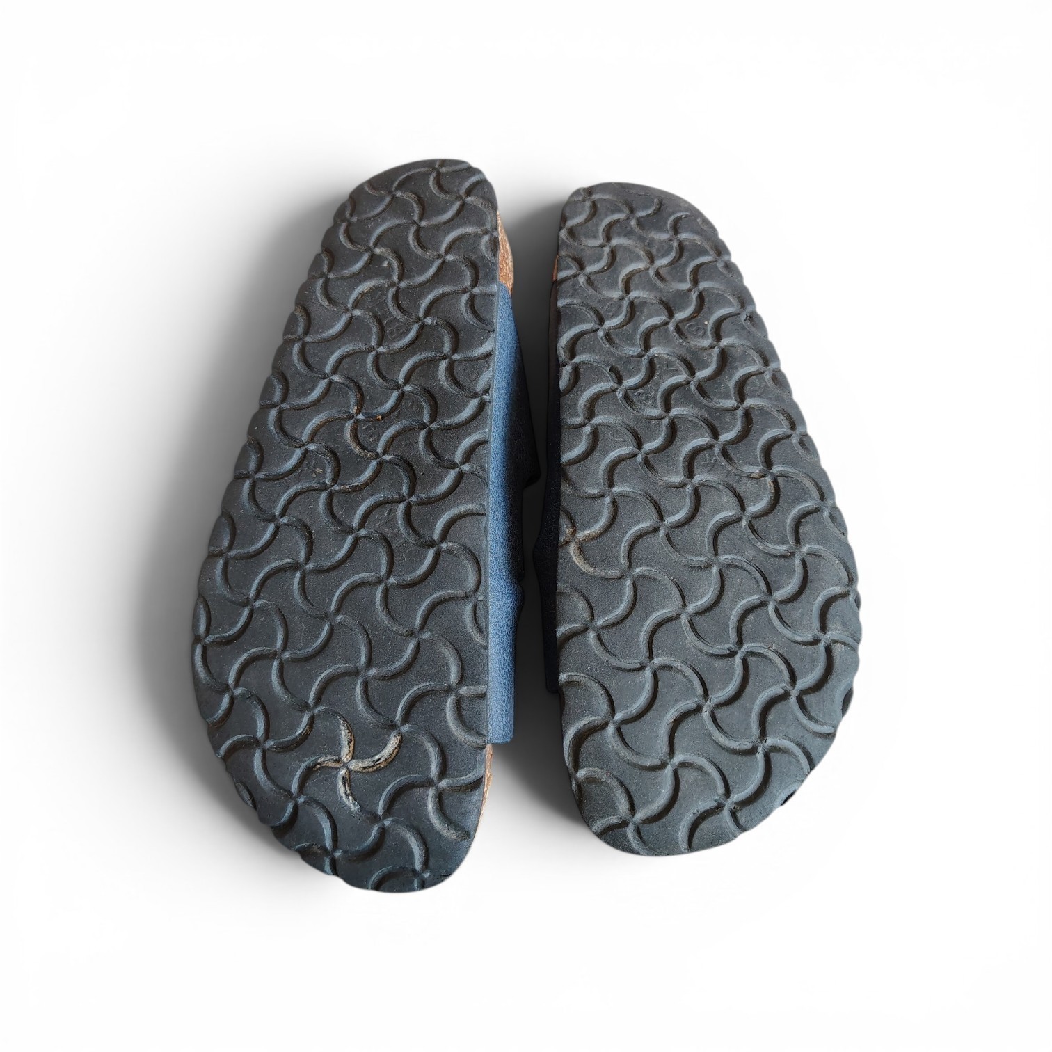 Birkenstock Men’s Blue Leather 3-Buckle Slide Sandals Cork Insole US 6