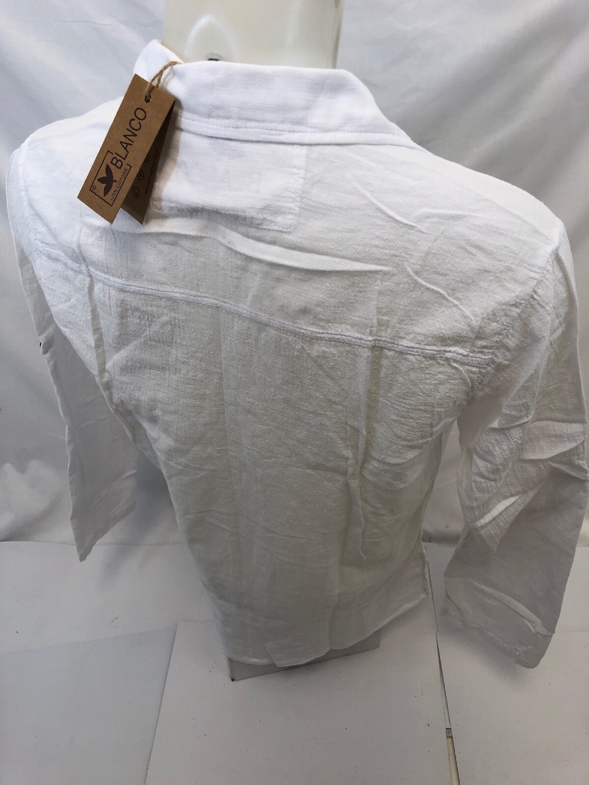 Mens LONG SLEEVE BUTTON UP BLANCO By ENVY WHITE SHIRT BEACH TOP 100% Cotton NWT