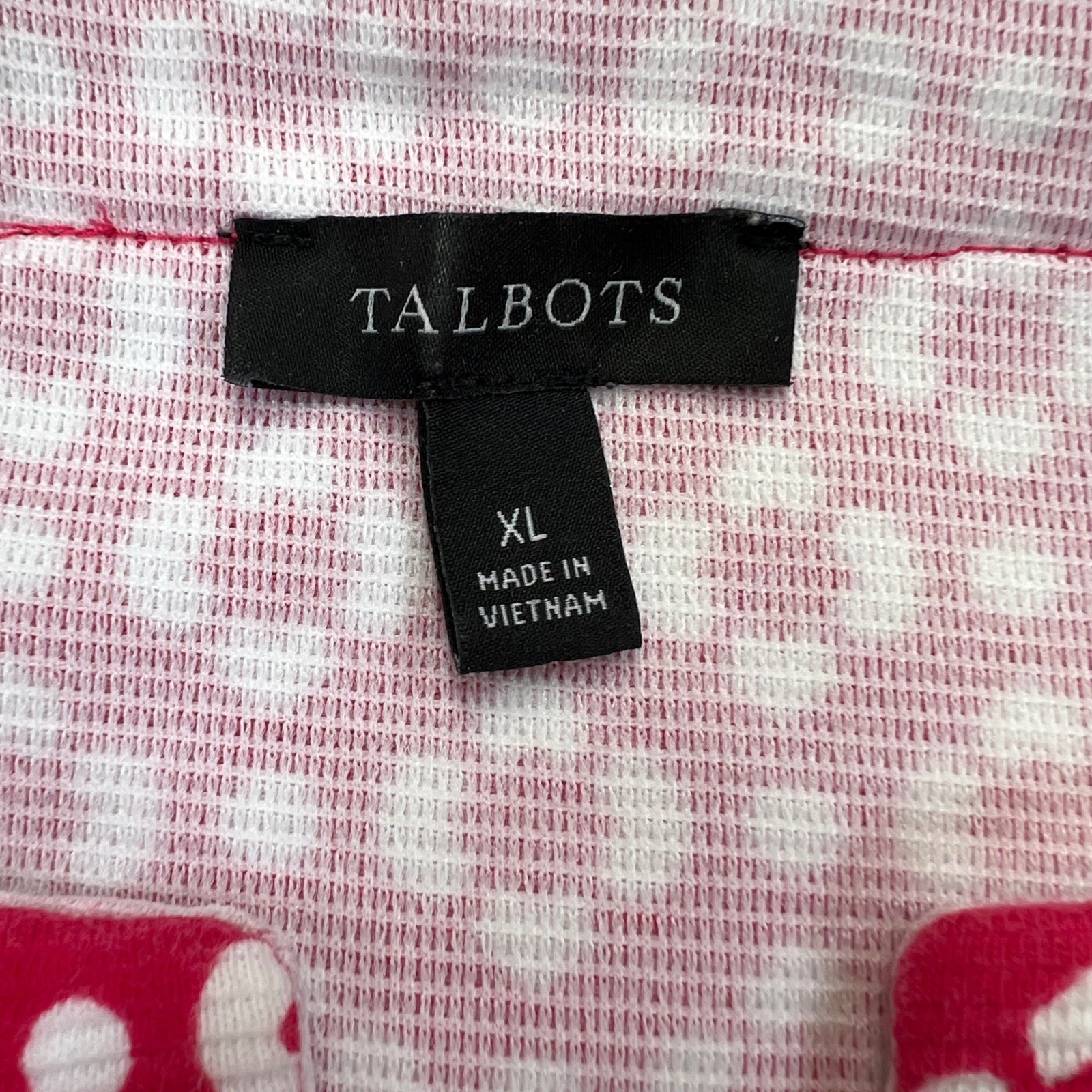 Talbots Sleeveless Split Neck Top Ottoman Shell Top XL Geometric Textured Flower