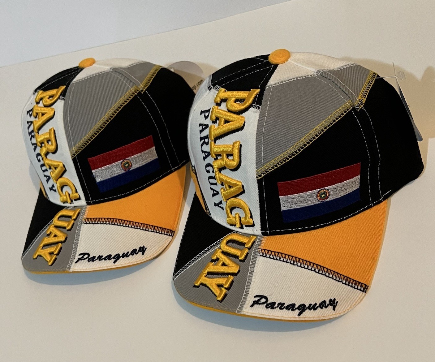 Paraguay Cap Hat Adult Adjustable White Yellow Gray Black NWT