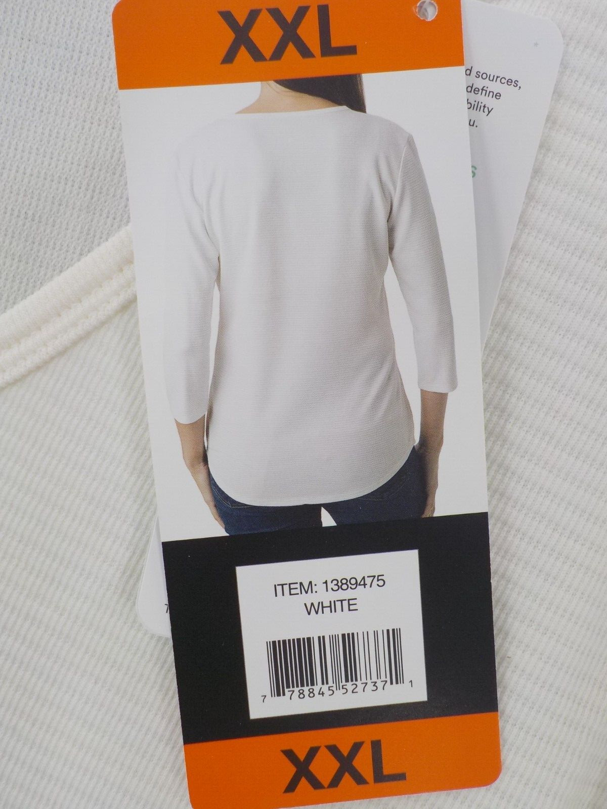 Seg’ments Essentials For Women Shirt SZ XXL White 3/4 Sleeve V-Neck Blouse Top