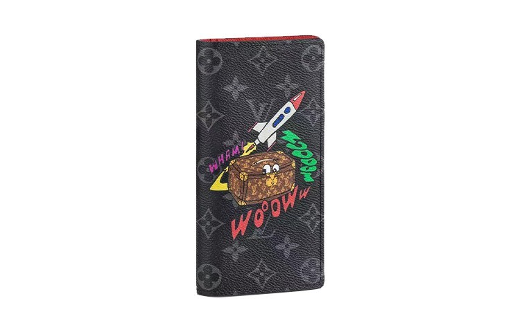 LOUIS VUITTON Brazza Monogram Canvas Wallet Men’s Black 4×0.7×7.4 in