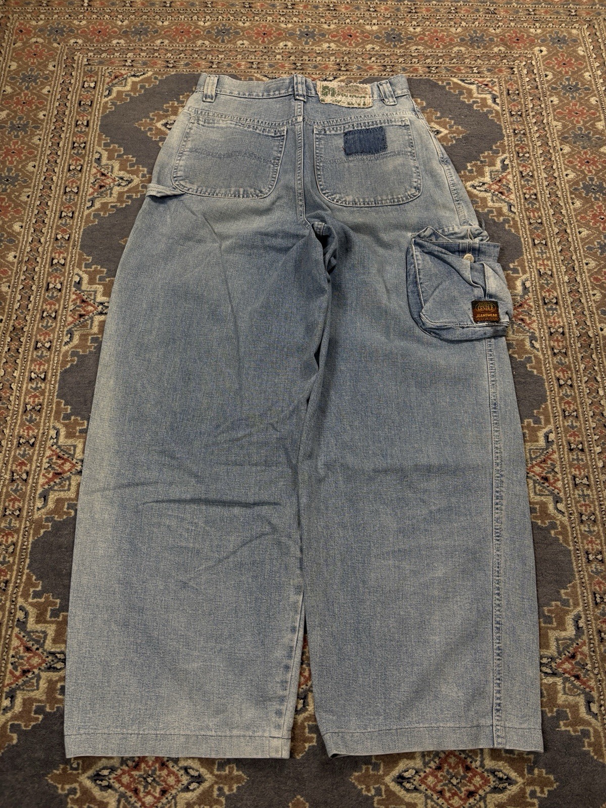Maxon Baggy Cargo Jeans Y2K Vintage Wide Leg Light Wash Denim L