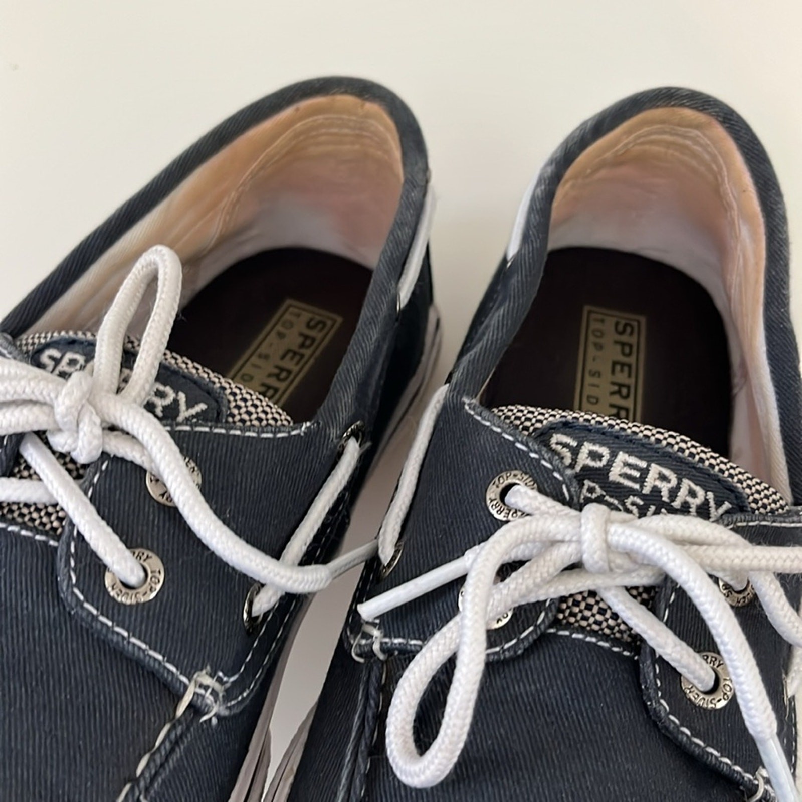 Sperry Top Sider Halyard Blue Canvas Loafer Boat Shoes Youth Size 3.5M