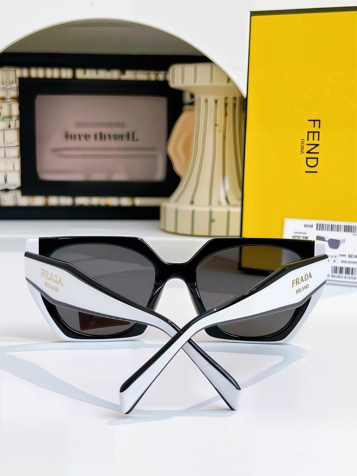 PRADA PR15W White-framed sunglasses with black lenses 54 19-140