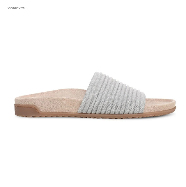 VIONIC Evie Knit Slide Sandal, Vapor Silver (NEW)